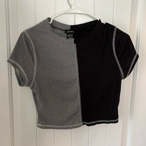 Black and grey shirt sleeve polyester t shirt